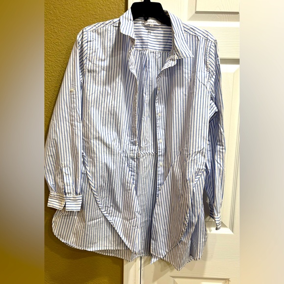 Calvin Klein Blue and White Striped Shirt size L - Picture 4 of 8
